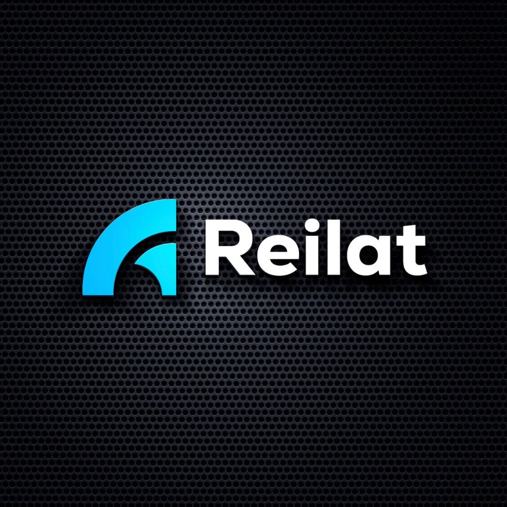 Reilat logo on a dark textured background