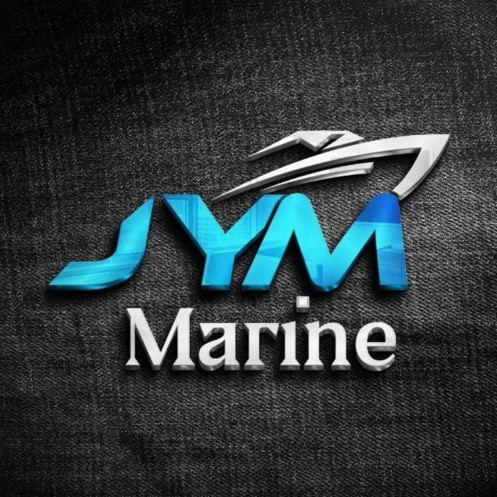 SYM Marine logo on a dark textured background