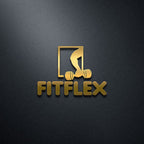 Gold 'FITFLEX' logo on a dark gray background