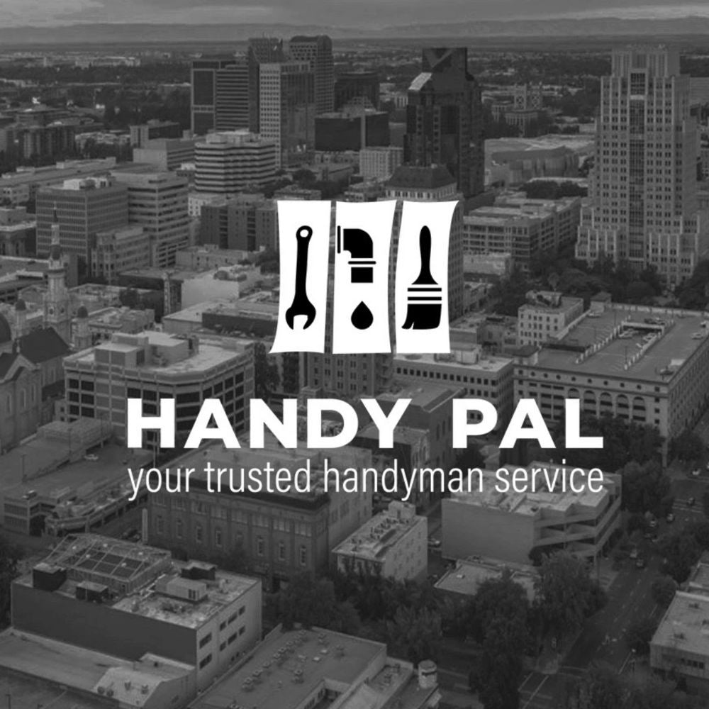Cityscape with 'Handy Pal' logo and text overlay