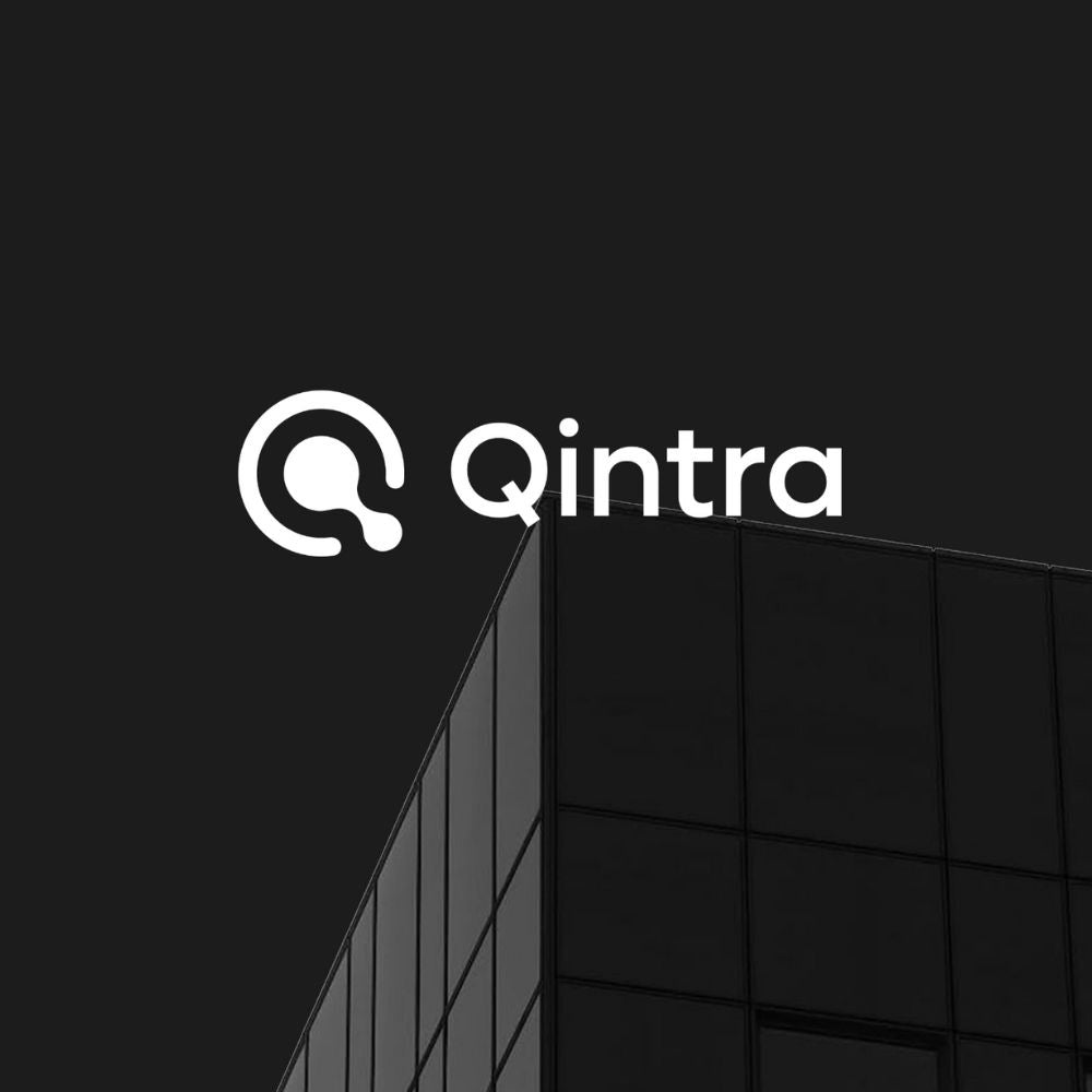 Qintra logo on a black background