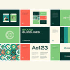 Collage of brand guidelines and design elements with 'Crispness' branding.
