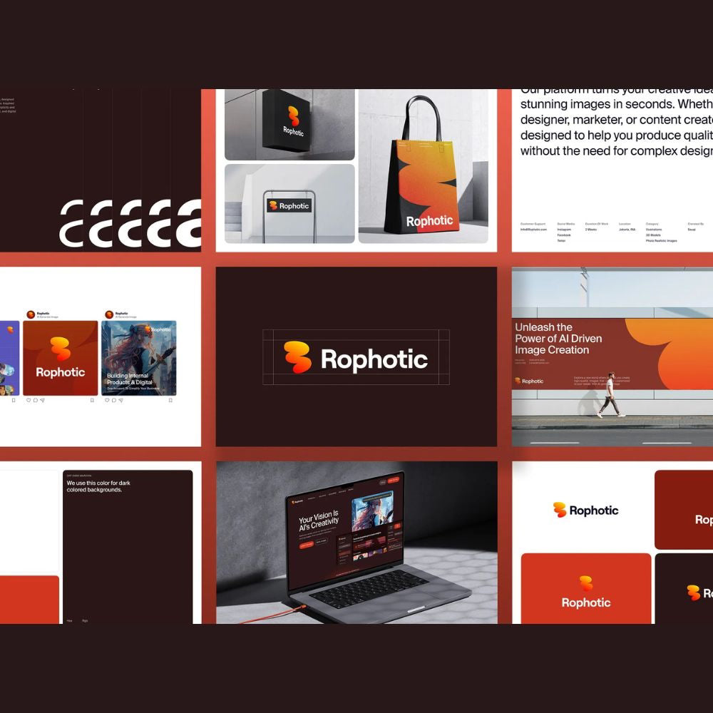 Collage of Rophotic brand logos and images on a dark background