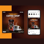Nescafe coffee shop packaging design with a smartphone mockup on a brown background