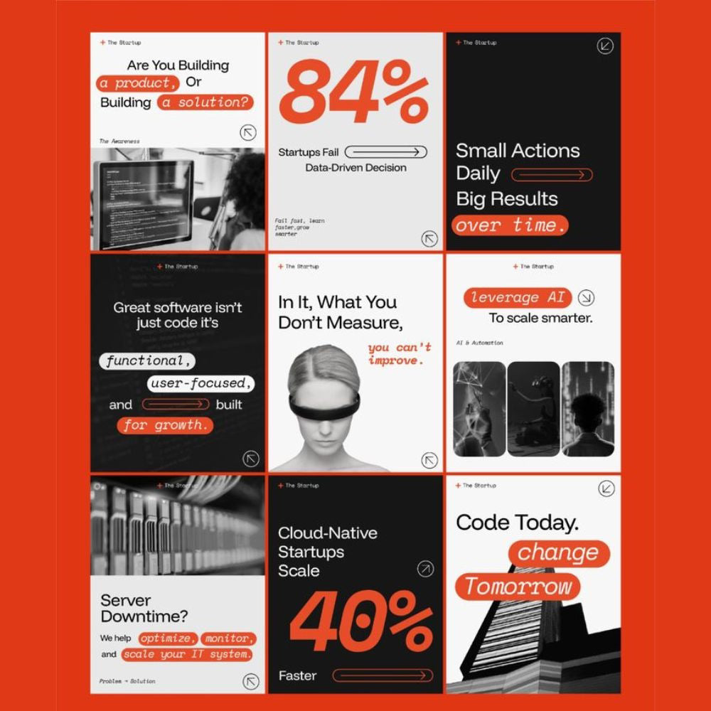 Collage of motivational and inspirational quotes and statistics on a red background