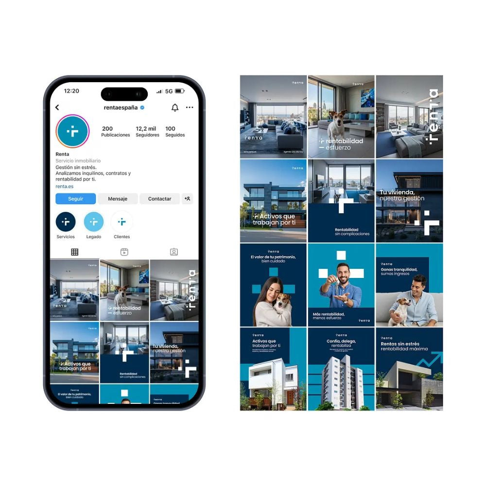 Phone displaying a real estate app with apartment listings on a white background