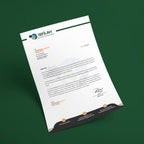 Letterhead with Tefilah logo on a green background
