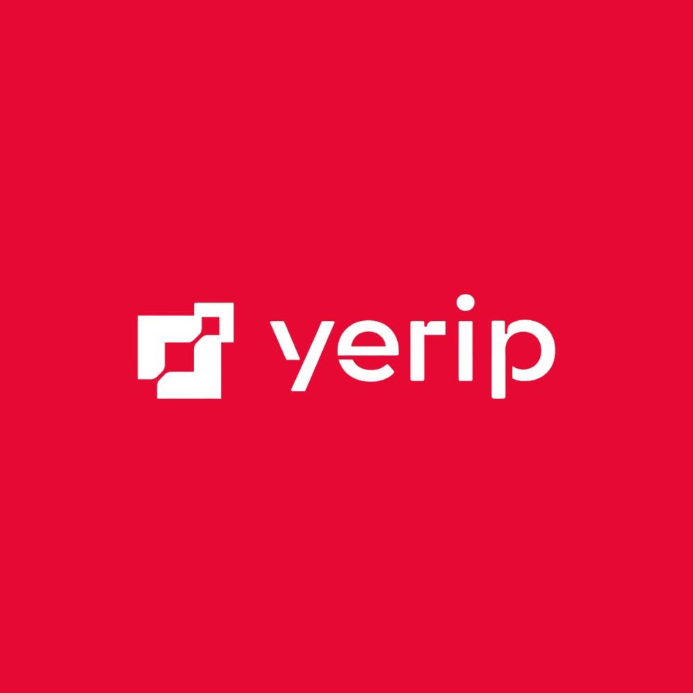White 'yerip' logo on a red background